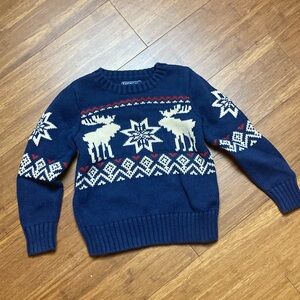 American Living Blue Moose Print Woodland Creature Sweater 3T